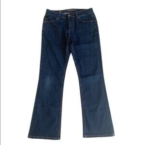 Liverpool Jeans Blue Wash Mid Rise Back Button Flap Pockets Straight Jean Size 6